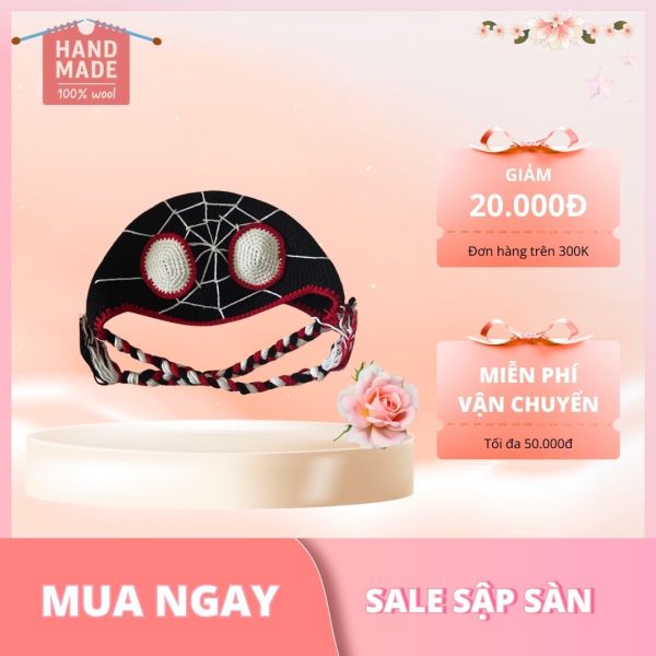 Mũ len Người Nhện, Beanie Spiderman đan len Handmade màu Đỏ, Đen Cực Hot Cho fan Marvel Miss 9 Official - Hình ảnh 2