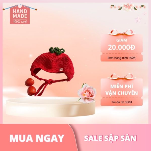 Mũ len cà chua handmade 100% xinh iu