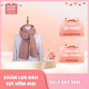 khăn len màu hồng