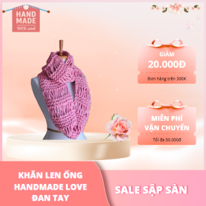 khăn len ống màu hồng nhạt