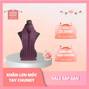 khăn len chunky tím