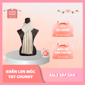 khăn len chunky kem