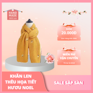 Khen len thêu họa tiết Hươu màu vàng