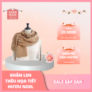 Khen len thêu họa tiết Hươu màu be