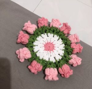 Mẫu lót ly len hình hoa