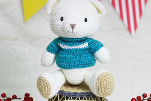 gấu bông handmade trắng